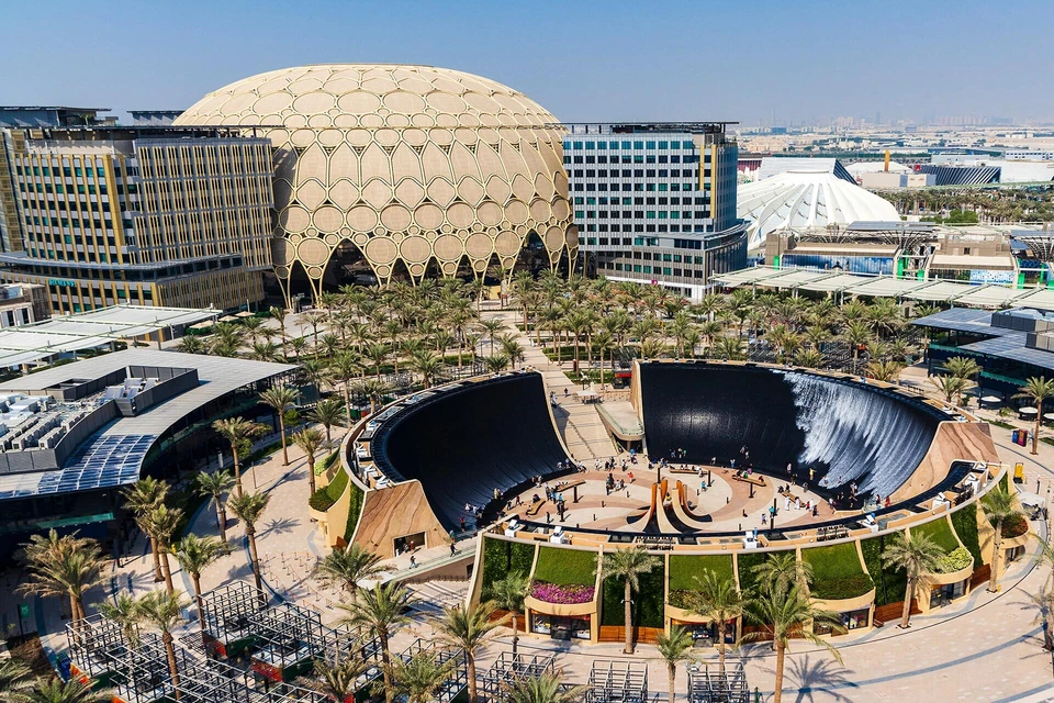 Pavilions Al Wasl Dome and Water Feature at Expo 2020 shutterstock 2086254799